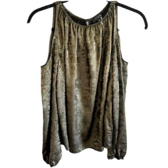 1.State Gold Black Metallic Cold-Shoulder Long-Sleeve Blouse Top Medium Y2K - Picture 4 of 10